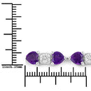 9.56 Carat Genuine Amethyst and White Diamond .925 Sterling Silver Bracelet