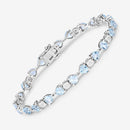 11.10 Carat Genuine Blue Topaz and White Diamond .925 Sterling Silver Bracelet