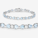 11.10 Carat Genuine Blue Topaz and White Diamond .925 Sterling Silver Bracelet