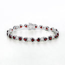 11.10 Carat Genuine Garnet and White Diamond .925 Sterling Silver Bracelet