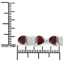 11.10 Carat Genuine Garnet and White Diamond .925 Sterling Silver Bracelet