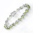 9.78 Carat Genuine Peridot and White Diamond .925 Sterling Silver Bracelet