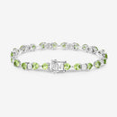 9.78 Carat Genuine Peridot and White Diamond .925 Sterling Silver Bracelet