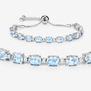 12.83 Carat Genuine Blue Topaz and White Topaz .925 Sterling Silver Bracelet