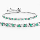 0.72 Carat Genuine Emerald .925 Sterling Silver Bracelet