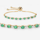 1.29 Carat Genuine Emerald and White Diamond .925 Sterling Silver Bracelet
