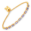 1.56 Carat Genuine Tanzanite and White Diamond .925 Sterling Silver Bracelet