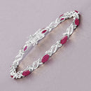 5.00 Carat Genuine Ruby 10K White Gold Bracelet