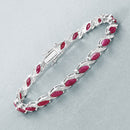 7.78 Carat Genuine Ruby and White Diamond 10K White Gold Bracelet