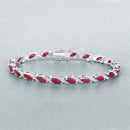 7.78 Carat Genuine Ruby and White Diamond 10K White Gold Bracelet