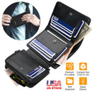 MenÕs Leather Wallet ID Card Holder Purse Trifold Clutch Money Zipper with ID Window_x000B__x000B_14 Credit Card 1 ID Card
