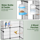 46-Inch Bird Cage with Wooden Perches and Rolling Wheels