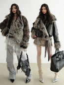 Women's Reversible Plaid PU Leather Jacket