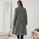 Womens Solid-color Wool Coat With A Lapel And Double-breasted Design