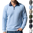 Mens Diamond-Check Half-Zip Stand-Collar Long-Sleeve Sweatshirt
