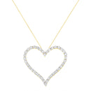 10k Yellow Gold Plated .925 Sterling Silver 3.0 cttw Round-Cut Diamond Open Heart Pendant Necklace (J-K Color, I1-I2 Clarity) - 18"