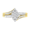 10K Yellow and White Gold 1/2 Cttw Diamond Marquise Shaped Cluster Split Shank Ring (H-I Color, SI2-I1 Clarity) - Size 7