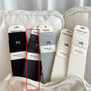 Solid Color Bow Embroidery Mid-calf Length Loose Socks