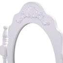 Vanity Table Set with Cushioned Stool with 360¬∞ Rotating Oval Mirror and Three Drawers-White