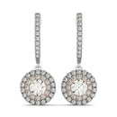 14k White And Rose Gold Drop Diamond Earrings with a Halo Design (3/4 cttw)