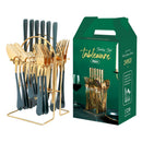 Gold Stainless Steel Cutlery Set With Rack