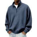 Retro Zipped Small-check Casual Stand-collar Long-sleeve Mens