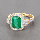 IGI Certified 2.87 Carat Genuine Zambian Emerald and White Diamond 14K Yellow Gold Ring