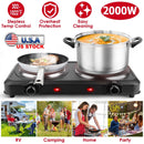 2000W Electric Infrared Dual Burner Portable Heating Hot Plate Stove Countertop RV Hotplate with 7.5Ó & 6.3Ó Glass Cooktop Stepless Temperature Adjust