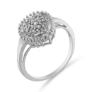 10K White Gold 1/2 Cttw Round & Baguette Cut Diamond Pear Shaped Domed PavÃ© Cluster with Halo Cocktail Ring (H-I Color, SI1-SI2 Clarity) - Size 5