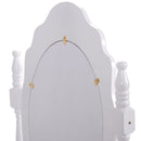 Vanity Table Set with Cushioned Stool with 360¬∞ Rotating Oval Mirror and Three Drawers-White