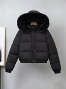 Womens Cropped Padded Cotton Coat