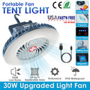 Portable Camping Fan Rechargeable Hanging Tent Lamp Emergency Power Bank with 3 Fan Speeds 2 Lighting Brightness