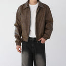 Men's Short Motorcycle Leather Jacket