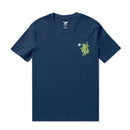 Hawaiian Tee For Men Backyard Beach Party By Loindaflow Tee Crew Neck 100% Cotton - NAVY BLUE