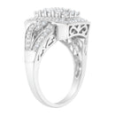 10K White Gold 1.0 Cttw Diamond Rectangular Cushion Shaped Cluster Halo Flared Band Cocktail Fashion Ring (H-I Color, SI2-I1 Clarity) - Size 7
