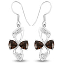 4.02 Carat Genuine Smoky Quartz and White Topaz .925 Sterling Silver Earrings