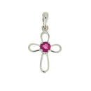 .22ct Ruby Cross Religious Pendant 10KT White Gold