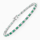 5.77 Carat Genuine Emerald and White Topaz .925 Sterling Silver Bracelet