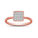 10K Rose Gold 1/3 Cttw Invisible Set Princess Cut Diamond Composite Square Shape Ring for Women (H-I color, I1-I2 clarity) - Size 7