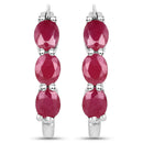 1.81 Carat Genuine Ruby and White Diamond .925 Sterling Silver Earrings