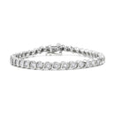 14K Rose Gold Plated .925 Sterling Silver 1/4 Cttw Diamond Round Miracle Plate and "S" Link Tennis Bracelet (I-J Color, I2- I3 Clarity) - 7"
