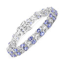 12.24 Carat Genuine Tanzanite and White Topaz .925 Sterling Silver Bracelet