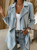Womens Casual Long-sleeve Wool Cardigan Coat