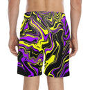 Purple Yellow and Black Psychedelic Melt Swim Shorts
