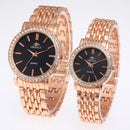 Simple Casual Quartz Watch with Steel Strap and Diamond Detailing