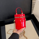 Leather Fashion Candy Color Cylindrical Bucket Bag