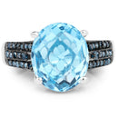 5.51 Carat Genuine Baby Swiss Blue Topaz and Blue Diamond .925 Sterling Silver Ring