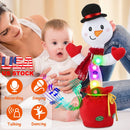 Kid Electric Dance Toy Christmas Elk Snowman Senior Penguin Plush Toy Interactive Sing Song Whirling Mimicking Recording Light up Toy
