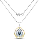 18K Yellow Gold Plated 4.44 Carat Genuine London Blue Topaz and Blue Topaz .925 Sterling Silver Pendant