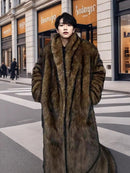 Mens Fur Coat Windproof And Warm Trench Coat